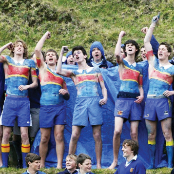 The 2009 Francis Douglas Memorial College Supporters XV brave the cold in body paint and find full voice at the Gully during a match between the College and New Plymouth Boys' High School. MARK DWYER / TARANAKI-DAILY-NEWS