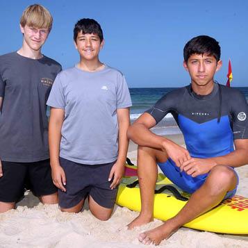 Chris Ordenes, 15, (right) who carried out the rescue, with his brother Diego, 13, and Levi Statevski, 16. Picture by Chris Lane